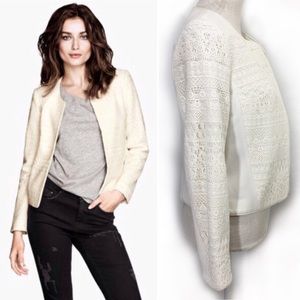 H&M Cream Lace Blazer Jacket Sz 10 NWT